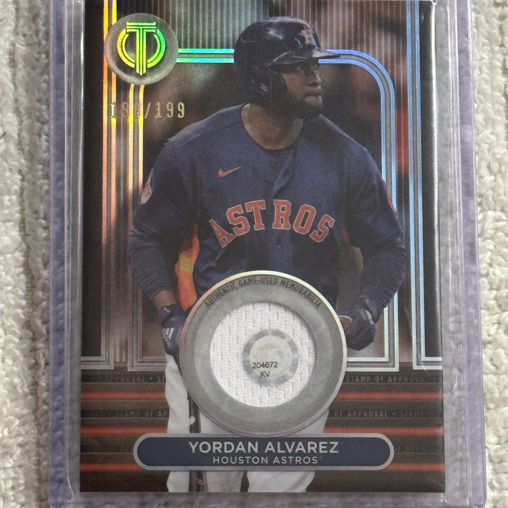 /199 Yordan Alvarez 2024 Topps Tribute Purple Stamp Of Approval #SOA-YA